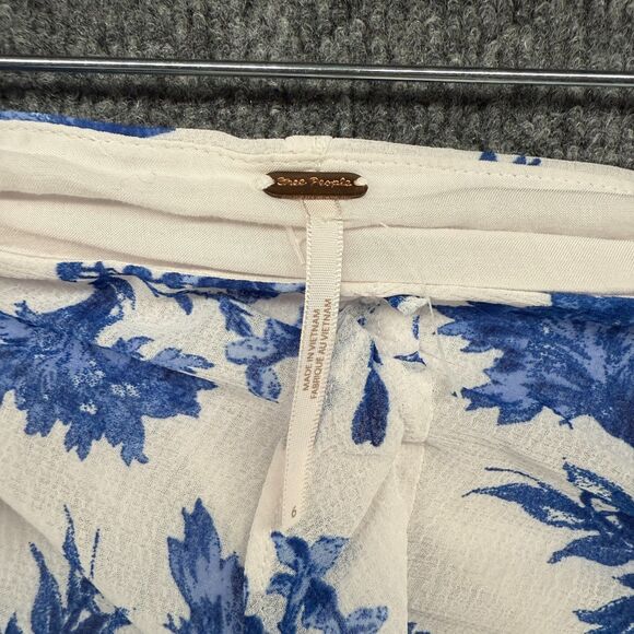 Free People Skirt Womens 6 White Blue Floral Ruffle Fairycore Romantic Angelcore - Picture 9 of 11